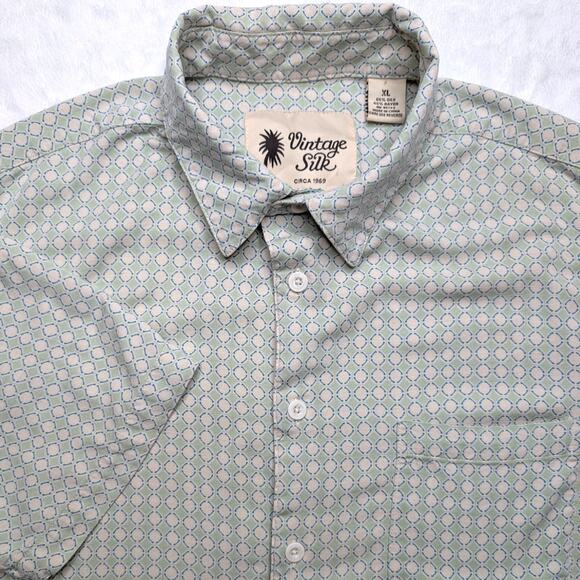 Vintage Silk Mens Short Sleeve Button Down Shirt - XL Dot Pattern - Picture 1 of 7